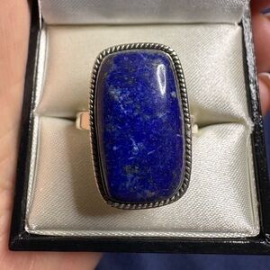 Ring Blue Lapis 925 Sterling Silver Unisex Statement